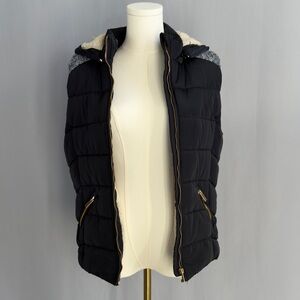 Ci Sono Black Puffer Jacket with Gold Accents
